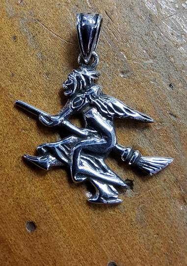 Sterling Silver Witch Pendant